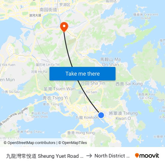 九龍灣常悅道 Sheung Yuet Road Kowloon Bay to North District Hospital map