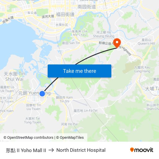 形點 II Yoho Mall II to North District Hospital map