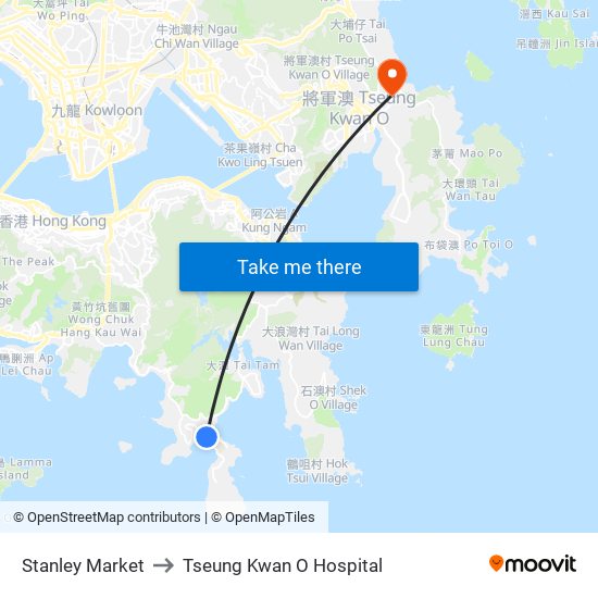 Stanley Market to Tseung Kwan O Hospital map