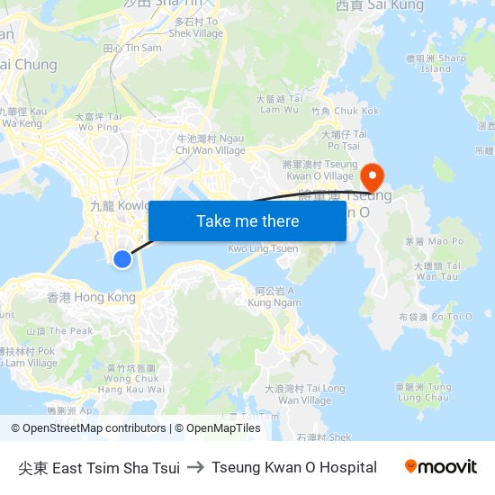 尖東 East Tsim Sha Tsui to Tseung Kwan O Hospital map
