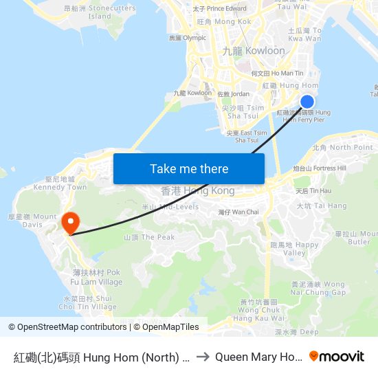 紅磡(北)碼頭 Hung Hom (North) Ferry Pier to Queen Mary Hospital map