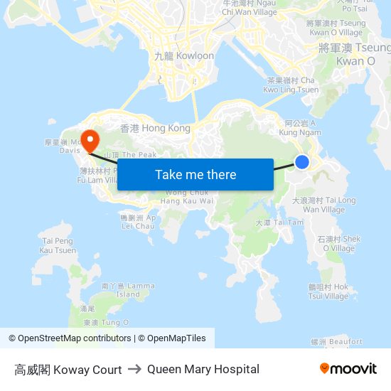 高威閣 Koway Court to Queen Mary Hospital map