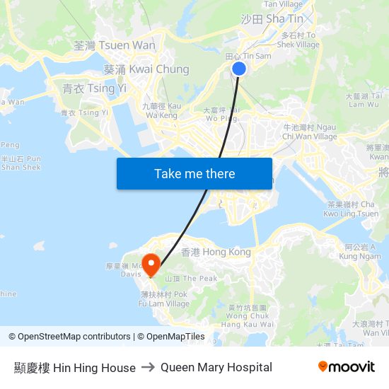 顯慶樓 Hin Hing House to Queen Mary Hospital map