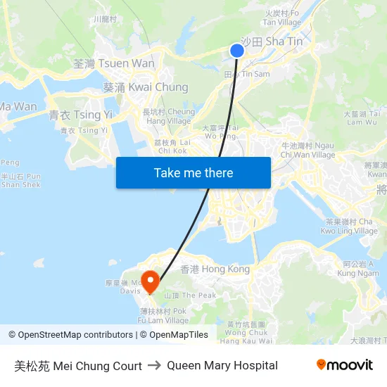 Mei Chung Court to Queen Mary Hospital map