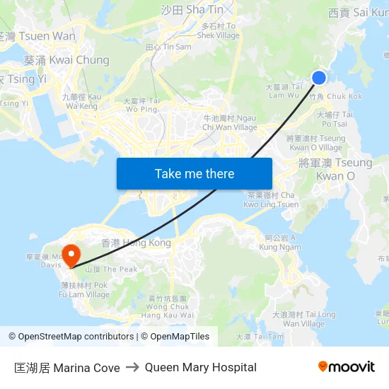 匡湖居 Marina Cove to Queen Mary Hospital map