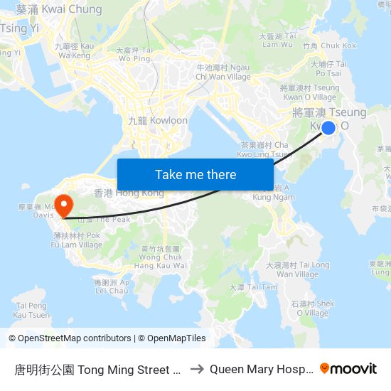 唐明街公園 Tong Ming Street Park to Queen Mary Hospital map