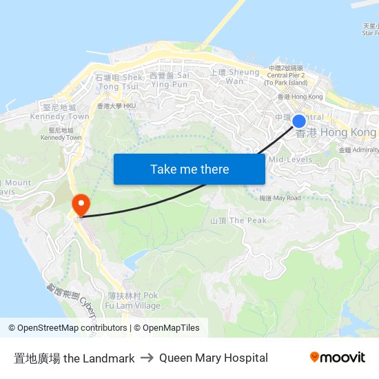 置地廣場 the Landmark to Queen Mary Hospital map