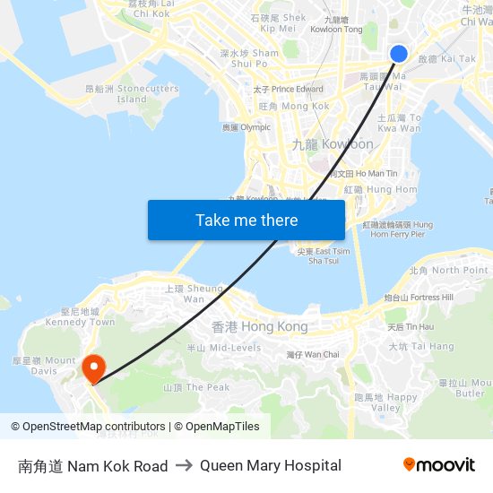 南角道 Nam Kok Road to Queen Mary Hospital map