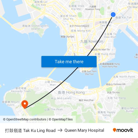 打鼓嶺道 Tak Ku Ling Road to Queen Mary Hospital map
