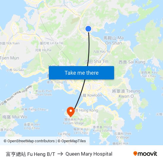 富亨總站 Fu Heng B/T to Queen Mary Hospital map