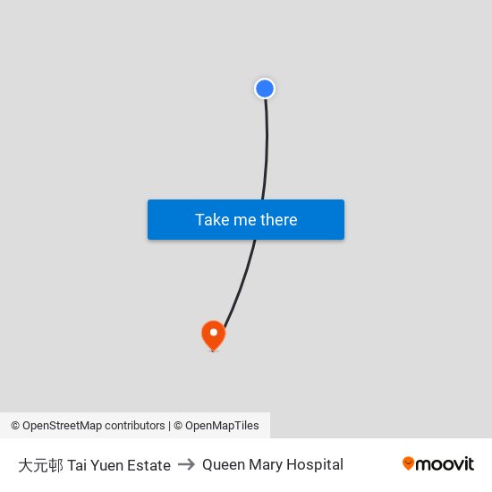 大元邨 Tai Yuen Estate to Queen Mary Hospital map