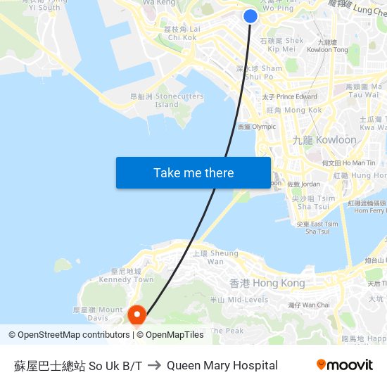 蘇屋巴士總站 So Uk B/T to Queen Mary Hospital map