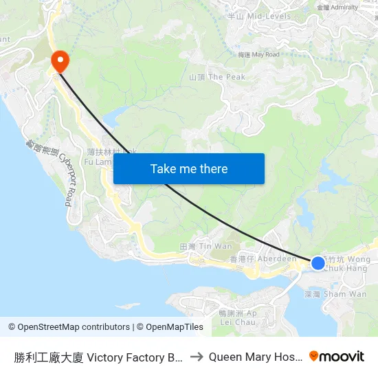 Victory Factory Building to Queen Mary Hospital map