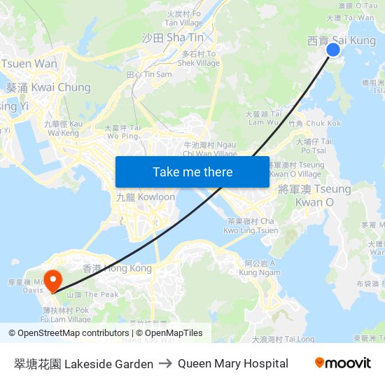 翠塘花園 Lakeside Garden to Queen Mary Hospital map