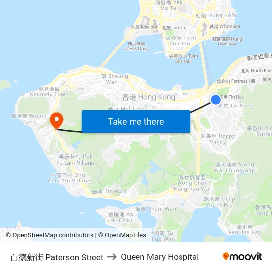 Paterson Street to Queen Mary Hospital map