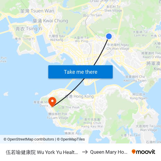 伍若瑜健康院 Wu York Yu Health Centre to Queen Mary Hospital map