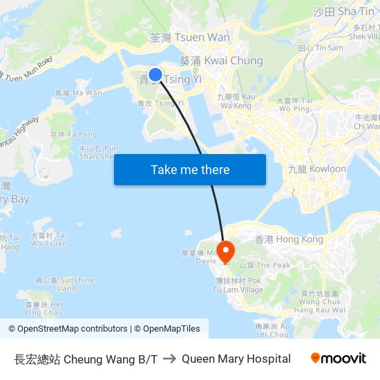 長宏總站 Cheung Wang B/T to Queen Mary Hospital map