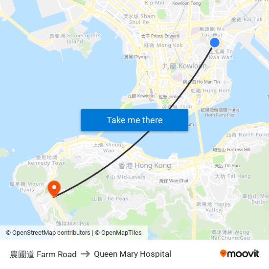 農圃道 Farm Road to Queen Mary Hospital map