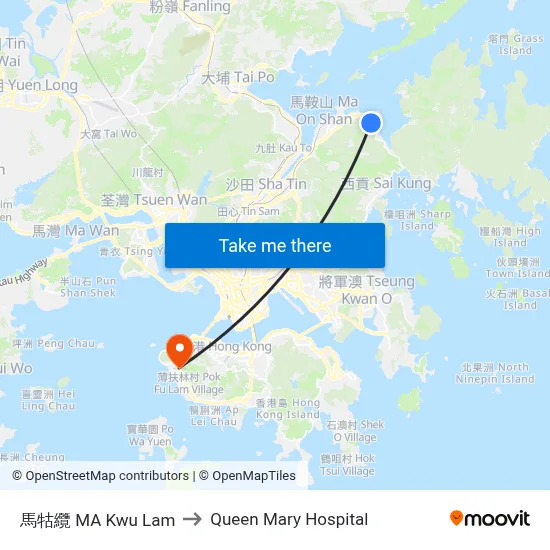 Ma Kwu Lam to Queen Mary Hospital map