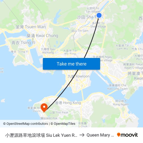 小瀝源路草地滾球場 Siu Lek Yuen Rd. Bowling Greens to Queen Mary Hospital map