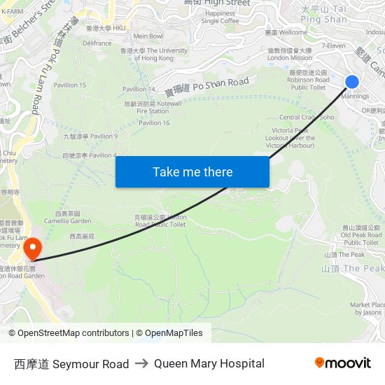 西摩道 Seymour Road to Queen Mary Hospital map