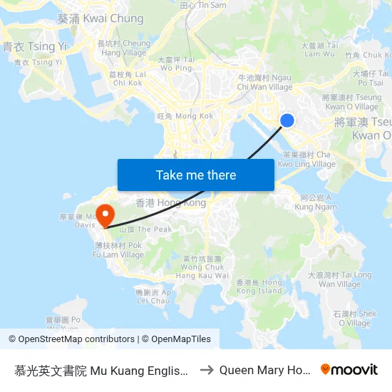 Mu Kuang English School to Queen Mary Hospital map