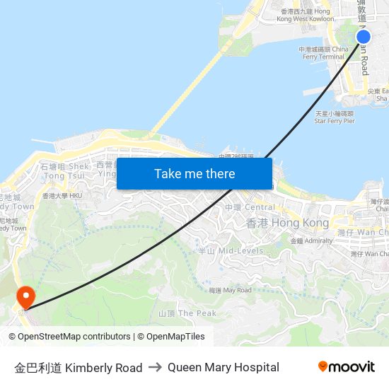 金巴利道 Kimberly Road to Queen Mary Hospital map