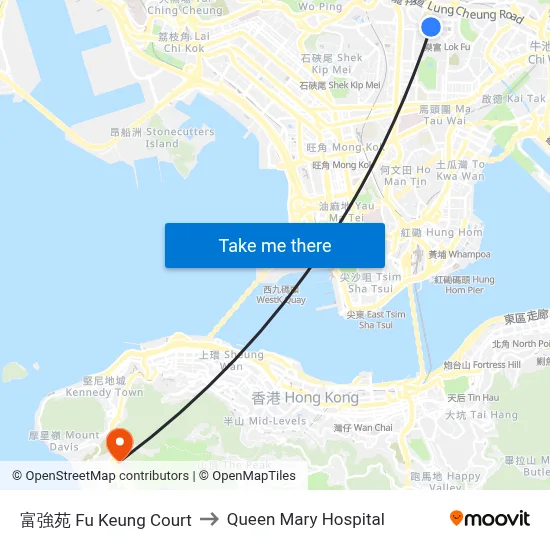 Fu Keung Court to Queen Mary Hospital map