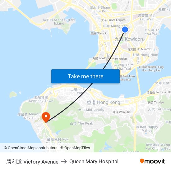 勝利道 Victory Avenue to Queen Mary Hospital map