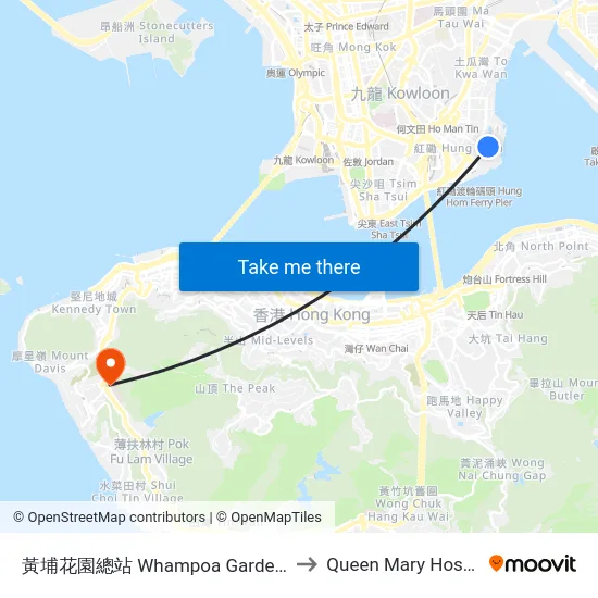 黃埔花園總站 Whampoa Garden B/T to Queen Mary Hospital map