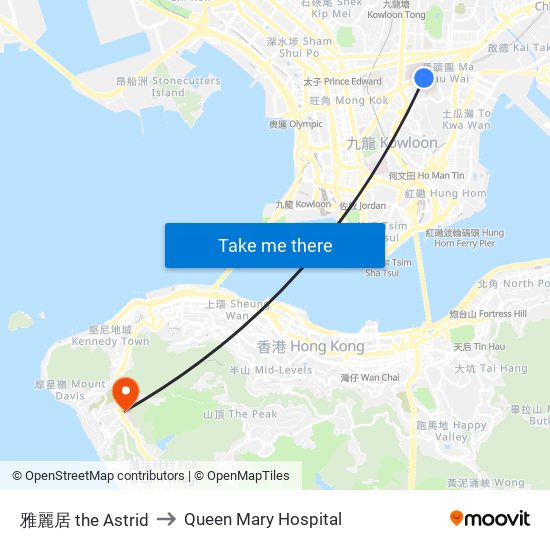 雅麗居 the Astrid to Queen Mary Hospital map