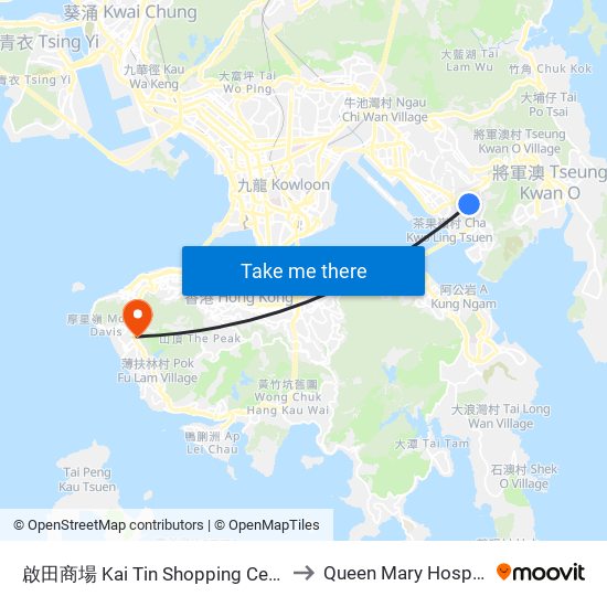 啟田商場 Kai Tin Shopping Centre to Queen Mary Hospital map