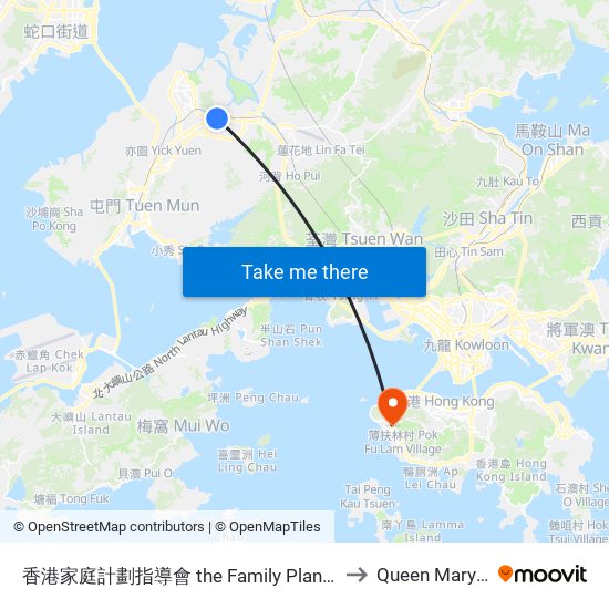 香港家庭計劃指導會 the Family Planning Association Of Hk to Queen Mary Hospital map