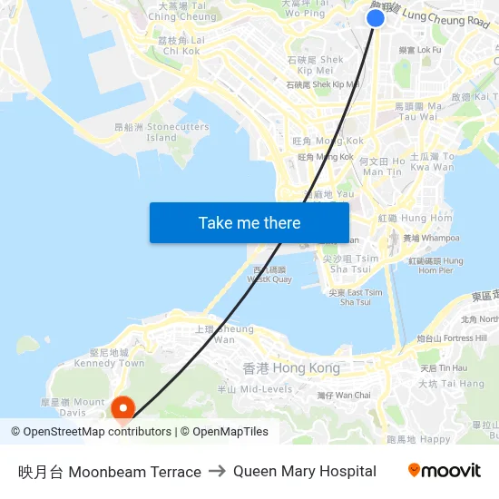 Moonbeam Terrace to Queen Mary Hospital map