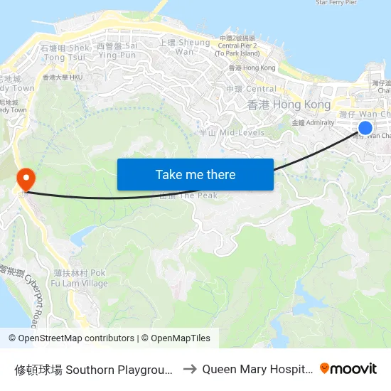 修頓球場 Southorn Playground to Queen Mary Hospital map