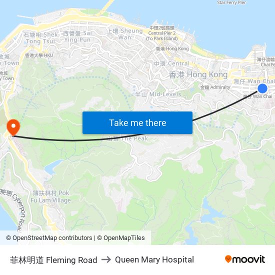 菲林明道 Fleming Road to Queen Mary Hospital map