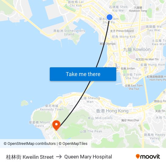 桂林街 Kweilin Street to Queen Mary Hospital map