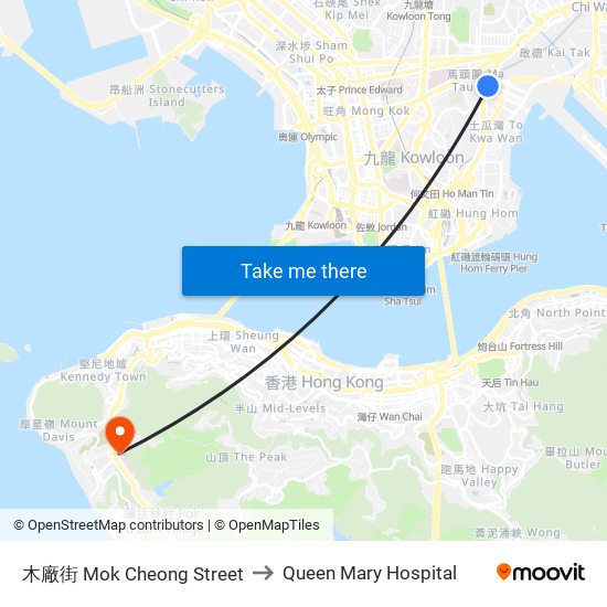 木廠街 Mok Cheong Street to Queen Mary Hospital map