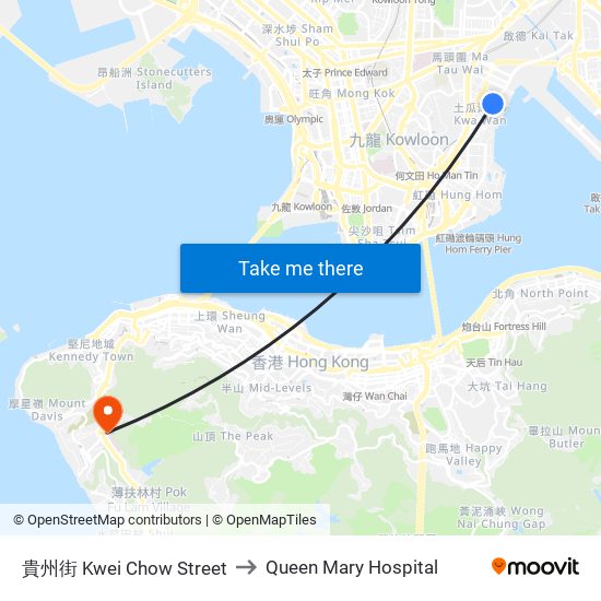 貴州街 Kwei Chow Street to Queen Mary Hospital map
