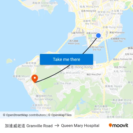 Granville Road to Queen Mary Hospital map