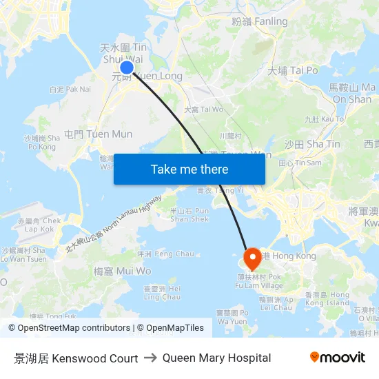 Kenswood Court to Queen Mary Hospital map