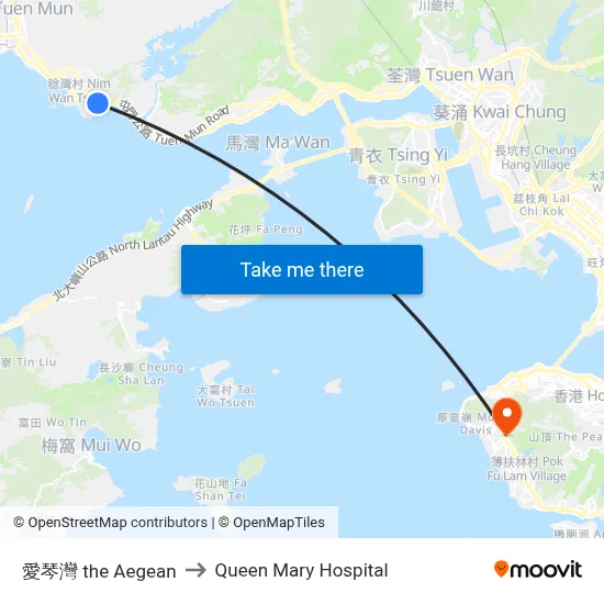 The Aegean to Queen Mary Hospital map
