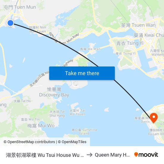 湖景邨湖翠樓 Wu Tsui House Wu King Estate to Queen Mary Hospital map