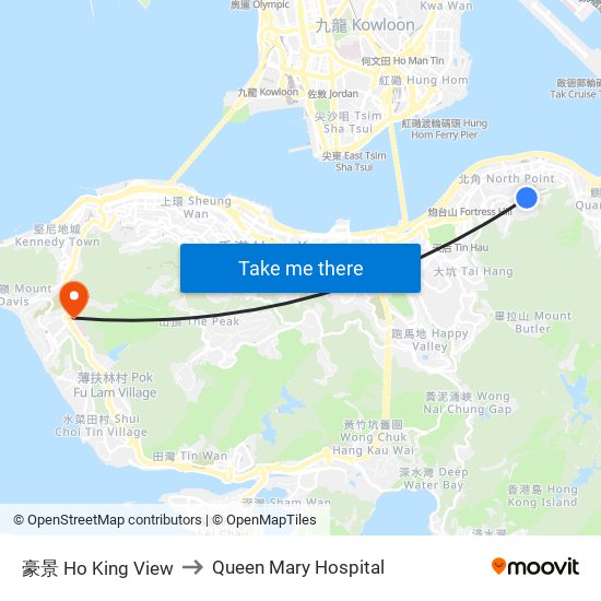 豪景 Ho King View to Queen Mary Hospital map