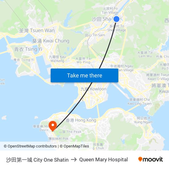 沙田第一城 City One Shatin to Queen Mary Hospital map