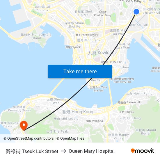 爵祿街 Tseuk Luk Street to Queen Mary Hospital map