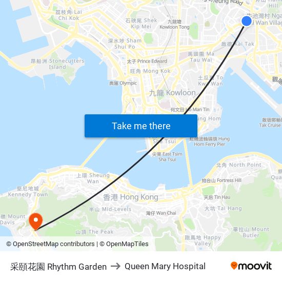 采頤花園 Rhythm Garden to Queen Mary Hospital map