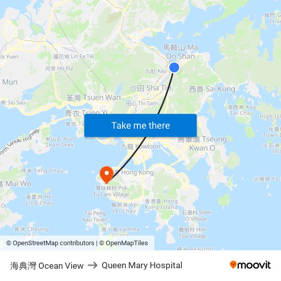 海典灣 Ocean View to Queen Mary Hospital map