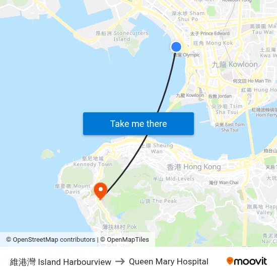 維港灣 Island Harbourview to Queen Mary Hospital map