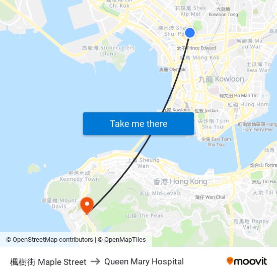 楓樹街 Maple Street to Queen Mary Hospital map